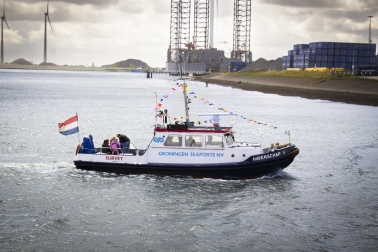 De peilboot in de Eemshaven